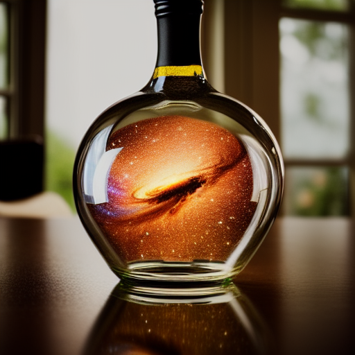 2865148705_andromeda_galaxy_inside_a_clear_glass_wine_bottle_on_wooden_table_in_kitchen.png
