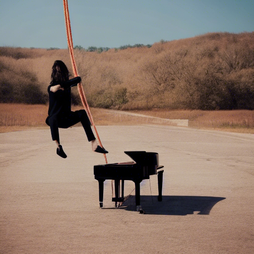 piano player walking on a tight rope between two skyscarpers.png